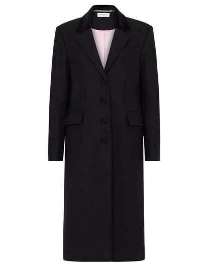 Serena Bute Oversized Wool Cashmere Coat - Navy In Black