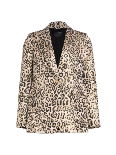 Elie Tahari The Marcie Single-button Jacquard Blazer In Gold Lustre Leopard