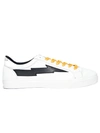 Sanyako Sneaker In White Cotton And Suede With Box Sole In White