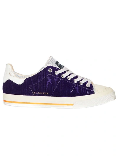 HIDNANDER HIDNANDER WOMAN SNEAKERS DARK PURPLE SIZE 8 SOFT LEATHER, TEXTILE FIBERS 