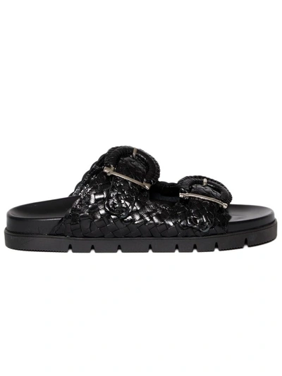 Pons Quintana Sandal In Black Woven Leather