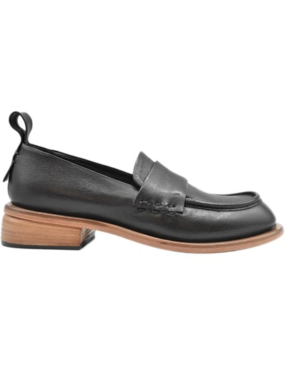Ernesto Dolani Black Leather Flat Shoes In Grey