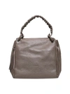 PLINIO VISONA' SHOULDER BAG WITH CURLED HANDLE IN MUD TEXTURED LEATHER
