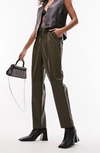 TOPSHOP STRAIGHT LEG FAUX LEATHER TROUSERS