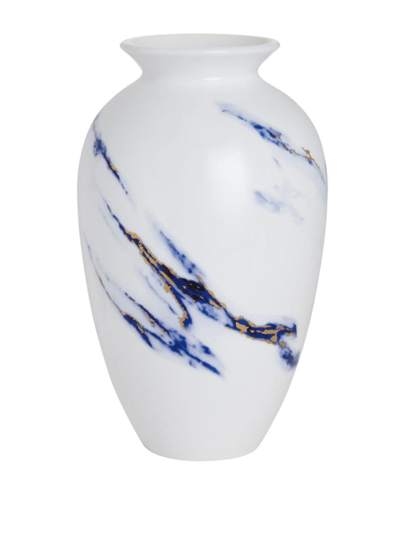 Prouna Marble Urn Vase In White Blue