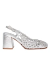 PONS QUINTANA SILVER WOVEN LEATHER SLINGBACK