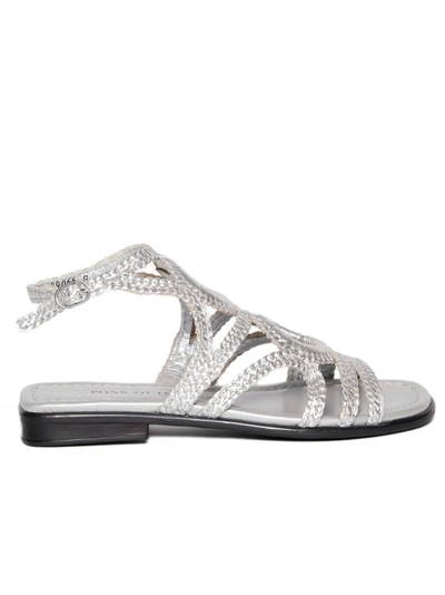 Pons Quintana Silver Woven Leather Sandals