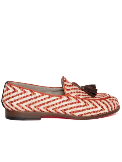 Dotz Moccasin In Cream And Red Fabric In Brown