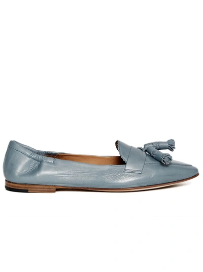 Pomme D'or Light Blue Leather Moccasins