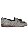 DOTZ MOCCASIN IN BLACK AND WHITE FABRIC