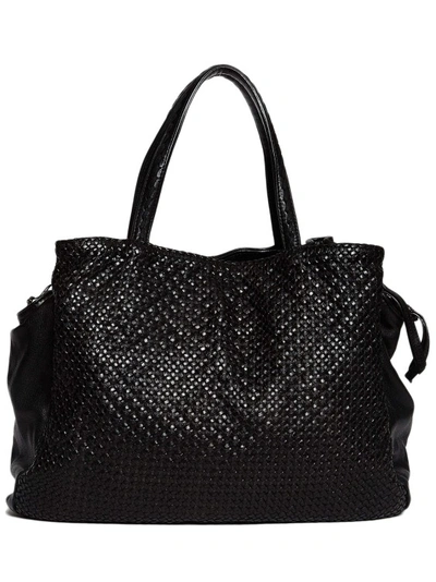 Reptile's House Hand Bag In Black Leather