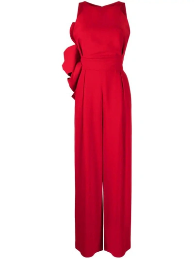 Saiid Kobeisy Oversized-bow Crepe Jumpsuit In Red