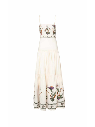 Agua By Agua Bendita Lima Pacifico Embroidered Linen Maxi Dress In Neutral