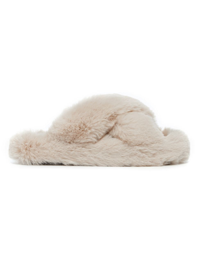 Apparis Biba Faux-fur Crossover Slippers In Latte