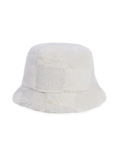 Apparis Gilly Faux-fur Bucket Hat In Ivory Checker