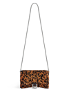 BALENCIAGA WOMEN'S HOURGLASS WALLET ON CHAIN WITH LEOPARD PRINT