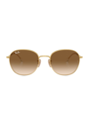 Ray Ban Women's Rb3809 55mm Round Sunglasses In Gold Flash Brown Gradient