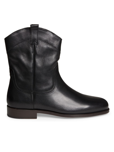 Lemaire Leather Cowboy Boots In Black