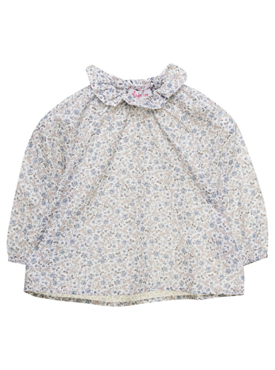 Il Gufo Kids'  Floral Printed Ruffled Collar Shirt In Multi