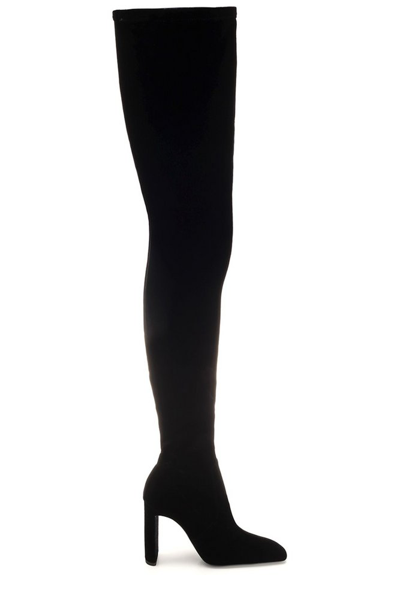 Saint Laurent Velvet Over-the-knee Boots In Black