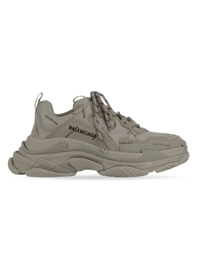 Balenciaga Men's Triple S Sneaker Allover Logo In Grey