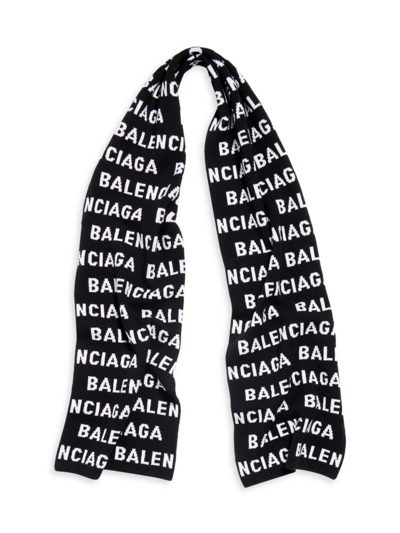 Balenciaga Bal Horizontal Allover Scarf In Black