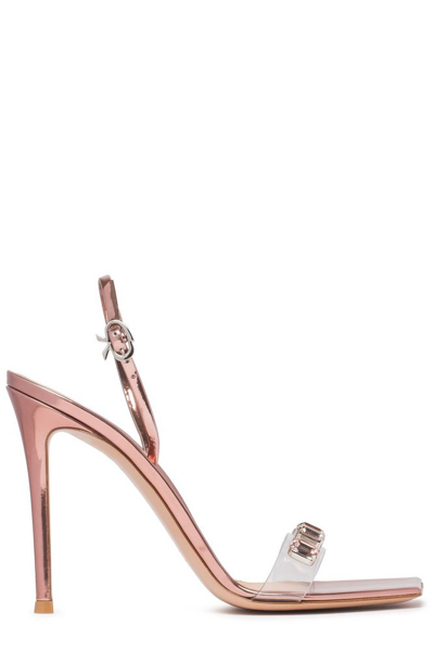 Gianvito Rossi Ribbon Candy Embellished Sandals In Pink