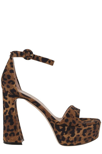 Gianvito Rossi Holly 120mm Leopard-print Sandals In Brown
