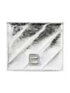 BALENCIAGA WOMEN'S CRUSH FLAP COIN AND CARD HOLDER METALLIZED QUILTED