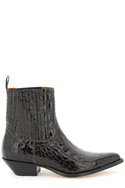 Sonora Croco-embossed Leather Hidalgo Ankle Boots In Black