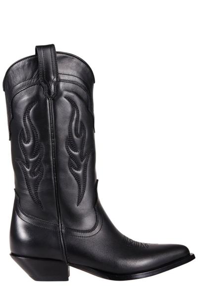 Sonora Womens Santa Fe Moc Croc Black Leather Western Calf Boots