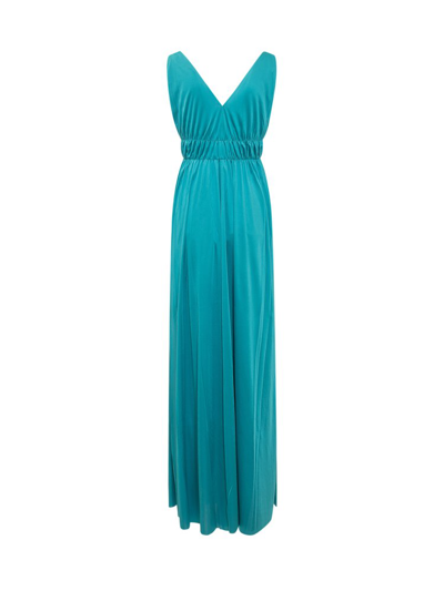 P.a.r.o.s.h V-neck Pleated Maxi Dress In Blue