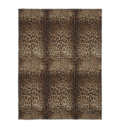Dolce & Gabbana Wool-silk Leopardo Blanket (140cm X 180cm) In Multi