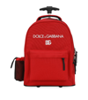 Dolce & Gabbana Kids' Logo Print Nylon Rolling Backpack In Red