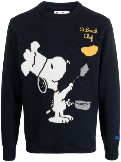 Mc2 Saint Barth X Peanuts Snoopy Jacquard Jumper In Blue