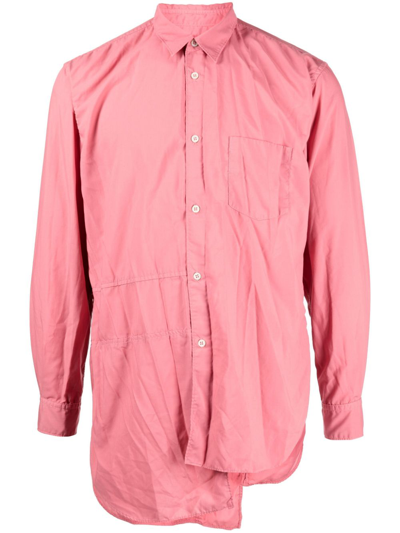 Comme Des Garçons Shirt Asymmetric-hem Long-sleeved Shirt In Pink