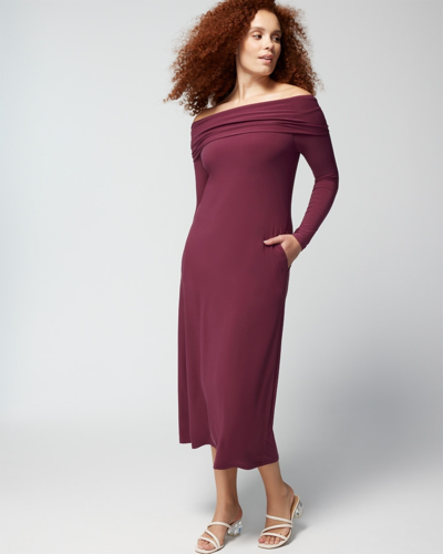 Soma Women's Matte Jersey Midi Bra Dress In Red Size Medium |
