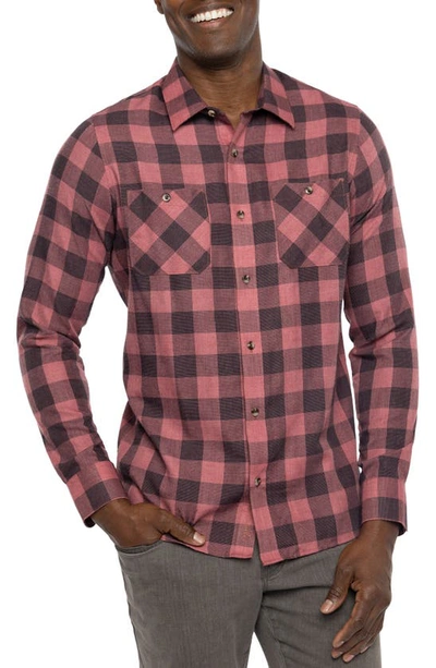 Travismathew Cloud Plaid Flannel Button-up Shirt In Earth Red/ Black