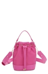 Mali + Lili Ella Nylon & Vegan Leather Bucket Bag In Fuchsia