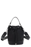 Mali + Lili Ella Nylon & Vegan Leather Bucket Bag In Black
