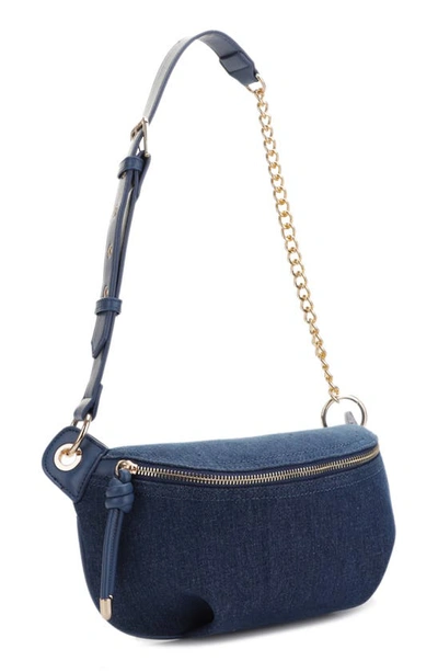 Mali + Lili Evelyn Denim & Vegan Leather Belt Bag In Blue