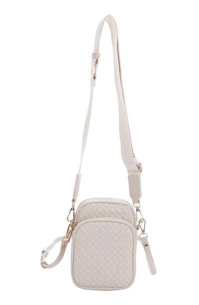 Mali + Lili Josephine Woven Vegan Leather Crossbody Bag In Bone