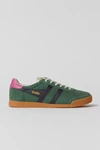 Gola Elan Evergreen Color Block Suede Leather Sneakers In Evergreen/black/fuchsia