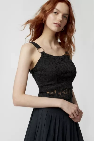 Urban Renewal Remnants O-ring Lace Tank Top In Black, Women's At Urban Outfitters