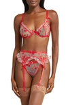 COQUETTE EMBROIDERED GARTER BELT & G-STRING SET