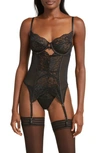 COQUETTE LACE UNDERWIRE BUSTIER, GARTER & THONG SET