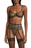 COQUETTE SHIMMERY FISHNET THONG & GARTER BELT SET