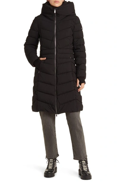 Bcbgeneration Water Resistant Midi Puffer Jacket In Black