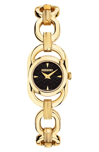 Missoni Women's Gioiello Gold Ion Plated Stainless Steel Link Bracelet Watch 23mm In Black