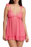 Rya Collection Babydoll Chemise & Panties Set In Azalea